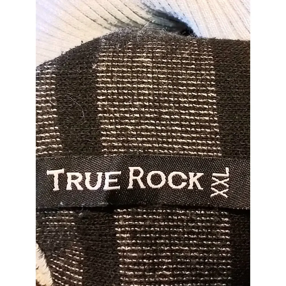 True Rock cardigan , Gray with black and white striper.